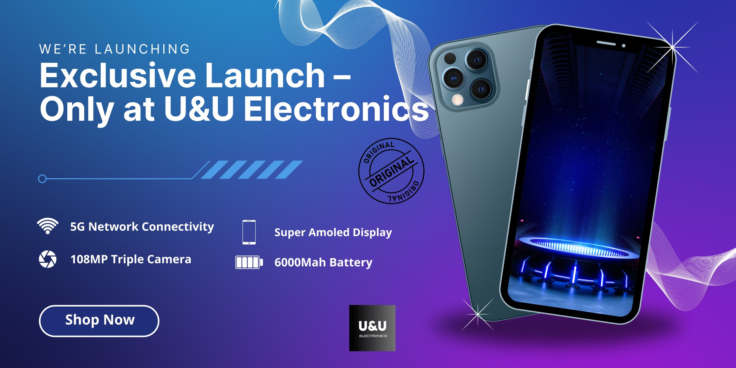 Blue Purple Modern Gradient We're Launching Exclusive Phone Banner